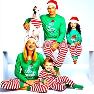 Bundle of 4 sets! Christmas Pajamas Sets, 1 mens XL, 1 womens Small, Child 2T 4T